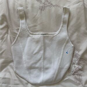 Aritzia | Babaton White Knit sculpt Bustier Tank - M